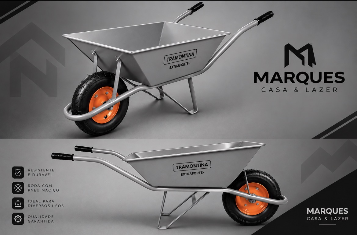 Carrinho de mão Tramontina Extraforte com roda de pneu maciço